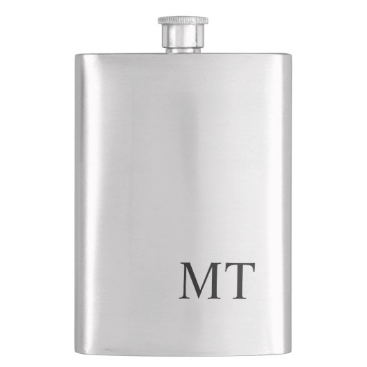 Modern gepersonaliseerd monogram heupfles (Voorkant)