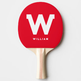 Modern gepersonaliseerd monogram tafeltennis rood tafeltennisbatje