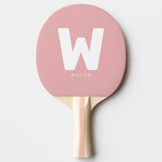 Modern gepersonaliseerd monogram tafeltennis roze tafeltennisbatje (Voorkant)
