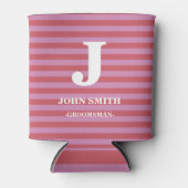 Modern gepersonaliseerd monogram witte strepen pat blikjeskoeler (Voorkant)