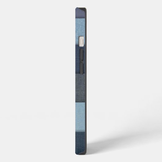 Modern gepersonaliseerd naamlabel denim iPhone hoesje (Linkerkant)