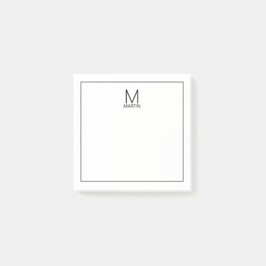 Modern gepersonaliseerd Notitieblok van het Monogr Post-it® Notes (Voorkant)