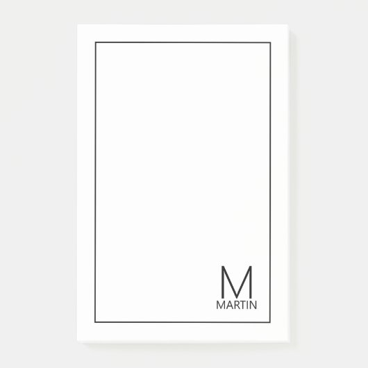 Modern gepersonaliseerd Notitieblok van het Monogr Post-it® Notes (Voorkant)