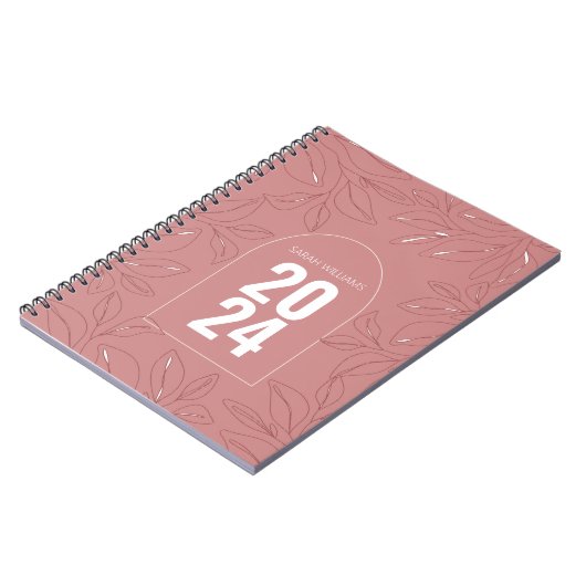 Modern gepersonaliseerd Roos roze Notitieboek cade (Linkerzijde)