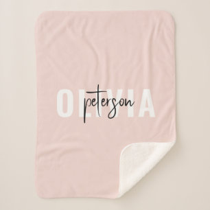 Modern gepersonaliseerd Schattige pastel roze Sherpa Deken