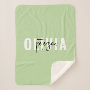 Modern gepersonaliseerd Schattige salie groen Sherpa Deken