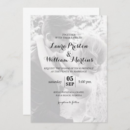 Modern Gepersonaliseerd Uitnodiging tot bruiloft (Voorkant / Achterkant)
