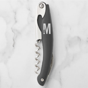 Modern Gepersonaliseerd Vet Monogram en NaamOber' Kurkentrekker