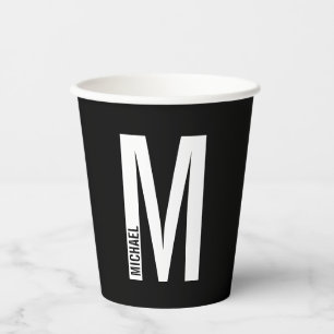 Modern gepersonaliseerd vet monogram en naampapier papieren bekers