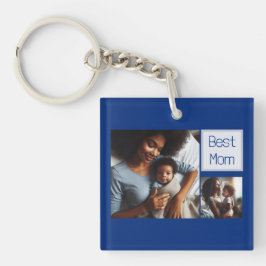 Modern Gepersonaliseerd Vier foto Beste vader en b Sleutelhanger