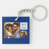 Modern Gepersonaliseerd Vier foto Beste vader en b Sleutelhanger (Achterkant)