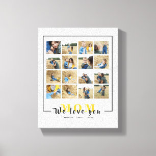 Modern, gepersonaliseerd We houden van je mam foto Canvas Afdruk