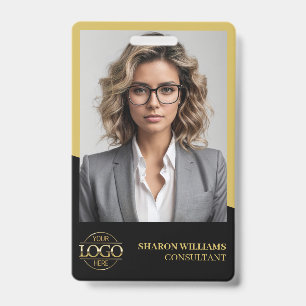 Modern Gepersonaliseerd Werknemersfoto Bedrijfslog Badge