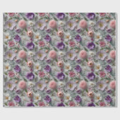 Modern geperste 3D Wildflower roze en Paarse Cadeaupapier (Vlak)
