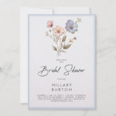 Modern geperste wilde bloemen blauw Vrijgezellenfe Kaart (Voorkant)