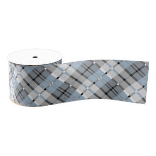 Modern geplakt patroon licht blauw en grijs grosgrain lint