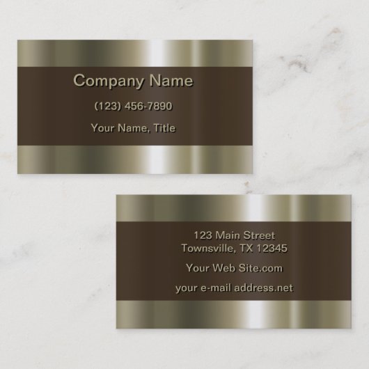 Modern gepolijst metaal visitekaartje (Voorkant / Achterkant)