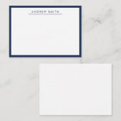 Modern geraffineerd marinesultair blauw lijnminima notitiekaartje (Voorkant / Achterkant)