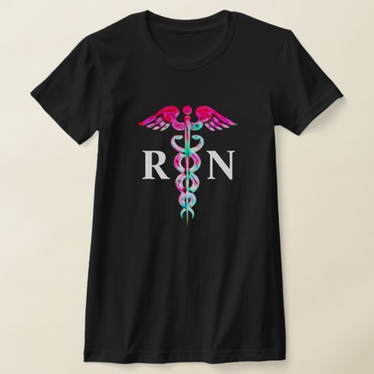 Modern Geregistreerd Verpleegster RN Roze Blauwgro T-shirt (Laagn)