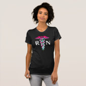 Modern Geregistreerd Verpleegster RN Roze Blauwgro T-shirt (Voorkant volledig)