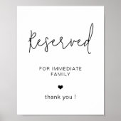 Modern Gereserveerd voor familie Eenvoudige Huweli Poster (Voorkant)