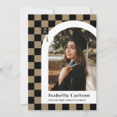 Modern Geruite Afstuderen Aankondiging & Uitnodige (Voorkant)