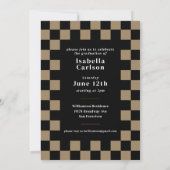 Modern Geruite Afstuderen Aankondiging & Uitnodige (Achterkant)