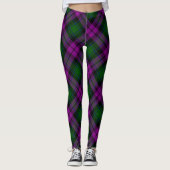 Modern geruite Fuchsia Paarse & Groen Leggings (Voorkant)