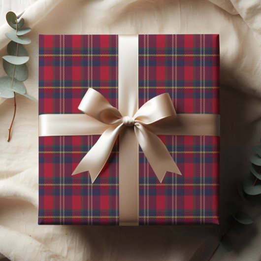 Modern geruite kerstcadeau inpakpapier vel