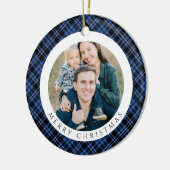 Modern geruite kerstfoto keramisch ornament (Links)