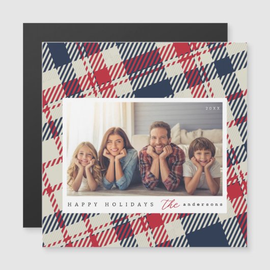 Modern geruite patroon Kerstmis aangepaste familie (Voorkant / Achterkant)