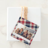 Modern geruite patroon Kerstmis aangepaste familie Bedankjes Labels (In situ)