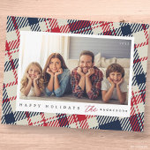 Modern geruite patroon Kerstmis aangepaste familie Briefkaart