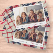 Modern geruite patroon Kerstmis aangepaste familie Cadeaulabel