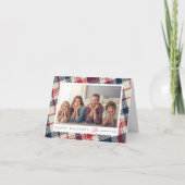 Modern geruite patroon Kerstmis aangepaste familie Feestdagen Kaart (Voorkant)