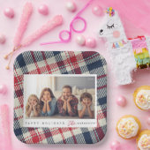 Modern geruite patroon Kerstmis aangepaste familie Papieren Bordje (Feest)