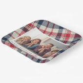 Modern geruite patroon Kerstmis aangepaste familie Papieren Bordje (Gebogen)