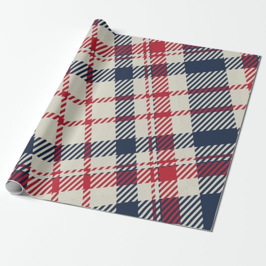 Modern geruite patroon Kerstmis Custom Cadeaupapier (Uitgerold)