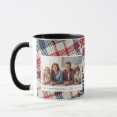 Modern geruite patroon Kerstmis Custom Family Mok (Links)