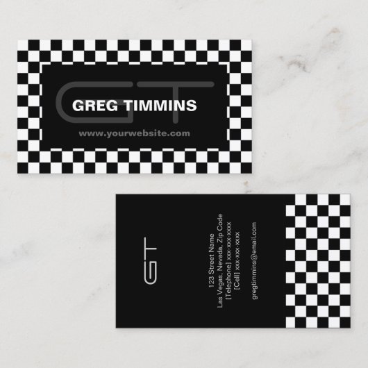 Modern geruite sjabloon voor visitekaartjes (Voorkant / Achterkant)