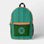 Modern geruite turquoise bedrukte rugzak (Voorkant)