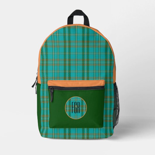 Modern geruite turquoise bedrukte rugzak (Voorkant)