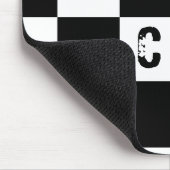 Modern Geruite zwart-wit alfabetten Muismat (Hoek)