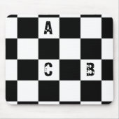 Modern Geruite zwart-wit alfabetten Muismat (Voorkant)