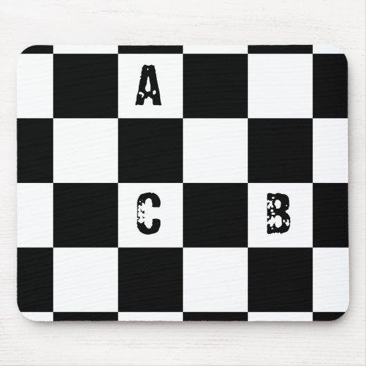 Modern Geruite zwart-wit alfabetten Muismat (Voorkant)