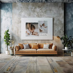 Modern gescheurd rand multi foto gepersonaliseerd  canvas afdruk<br><div class="desc">Moderne elegante eenvoudige minimale gescheurde rand stijl multi foto gepersonaliseerde script tekst namen home decor kunstwerk.</div>