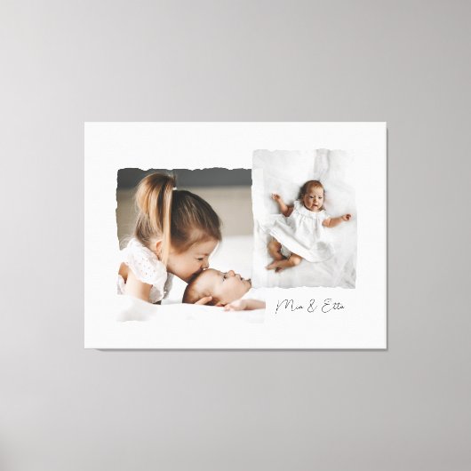Modern gescheurd rand multi foto gepersonaliseerd  canvas afdruk (Voorkant)