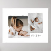 Modern gescheurd rand multi foto gepersonaliseerd  poster (Voorkant)