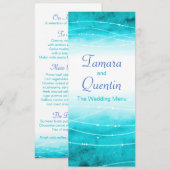 Modern geschilderd abstract zee blauw bruiloft men menu (Voorkant / Achterkant)