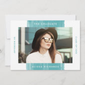 Modern geschilderd Blauwgroen fotoafstudeerfeest Kaart (Voorkant)